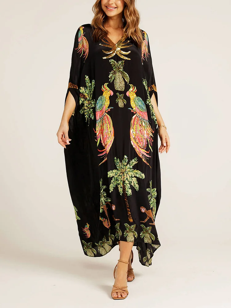 Caftan Brodé Paradis Tropical